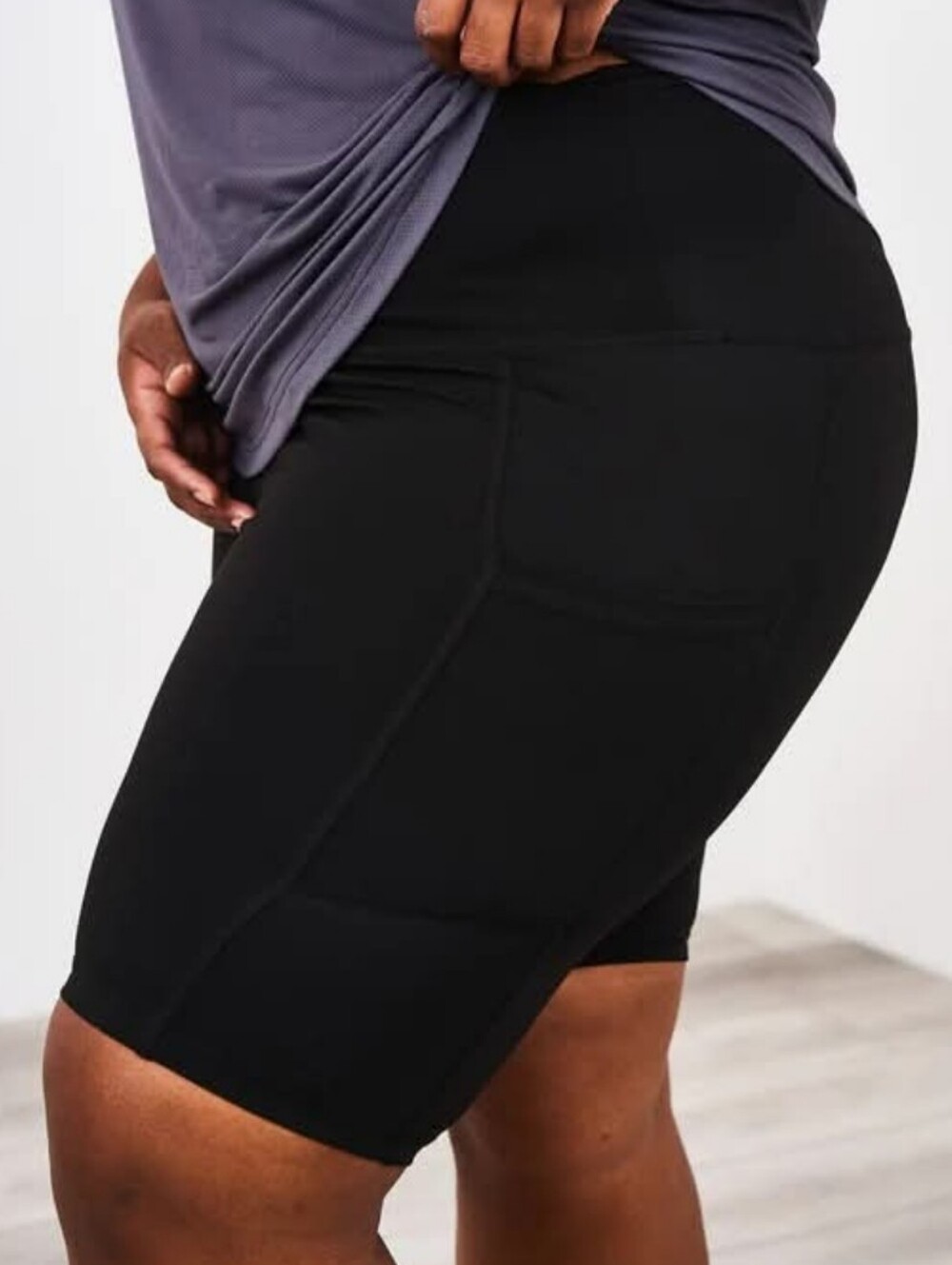 Latched Mama Black High-Waisted Biker Shorts with Side Pockets